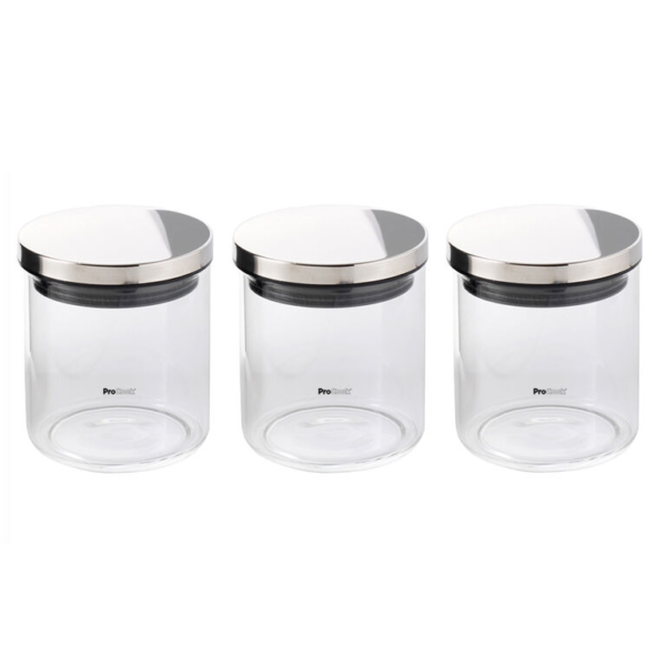 Glass Storage Jars with Metal Lid